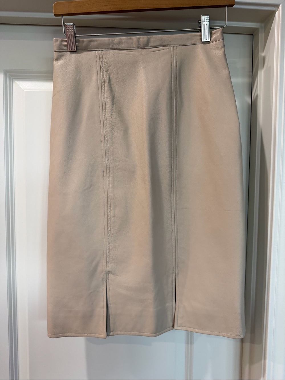 Tailored Cream Pencil Skirt with Front Slits